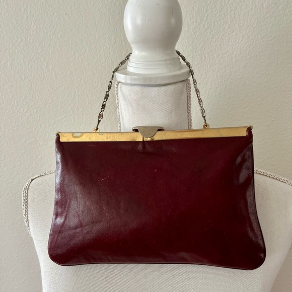 Handbags - 1960s Genuine Leather Maroon purse
